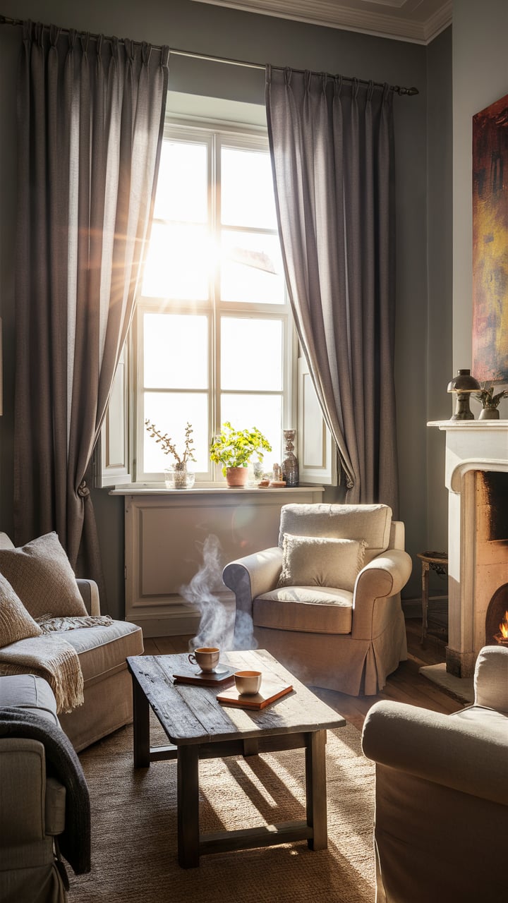 Agreeable Gray Living Room And Curtains (1)