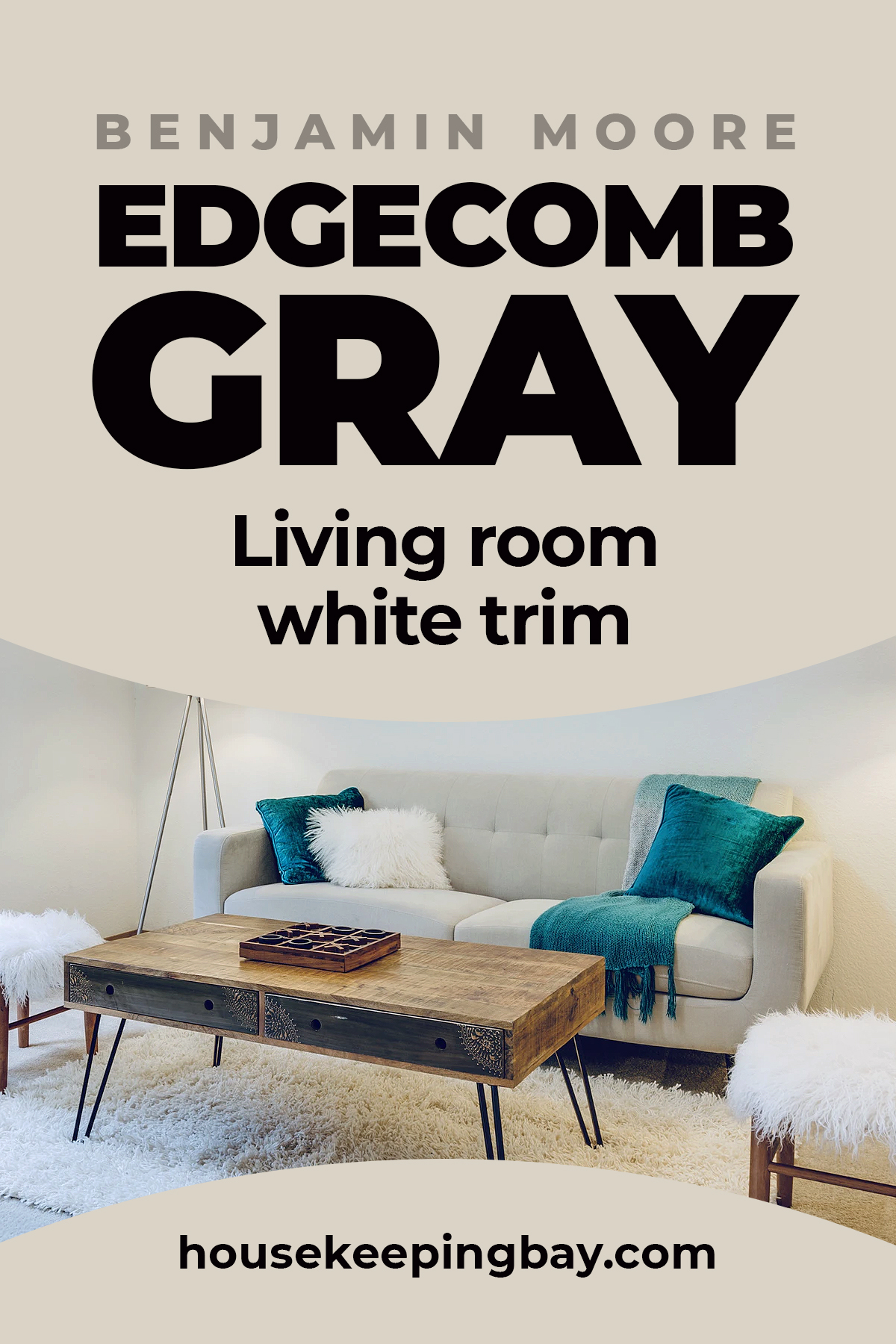 Edgecomb Gray living room white trim