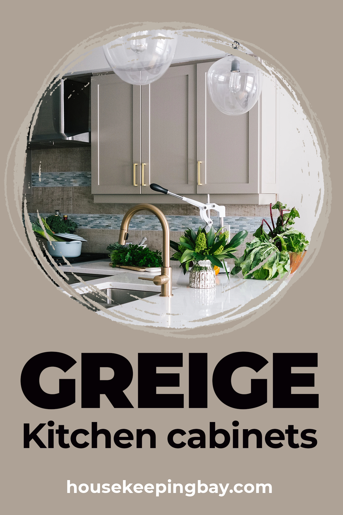 Greige kitchen cabinets