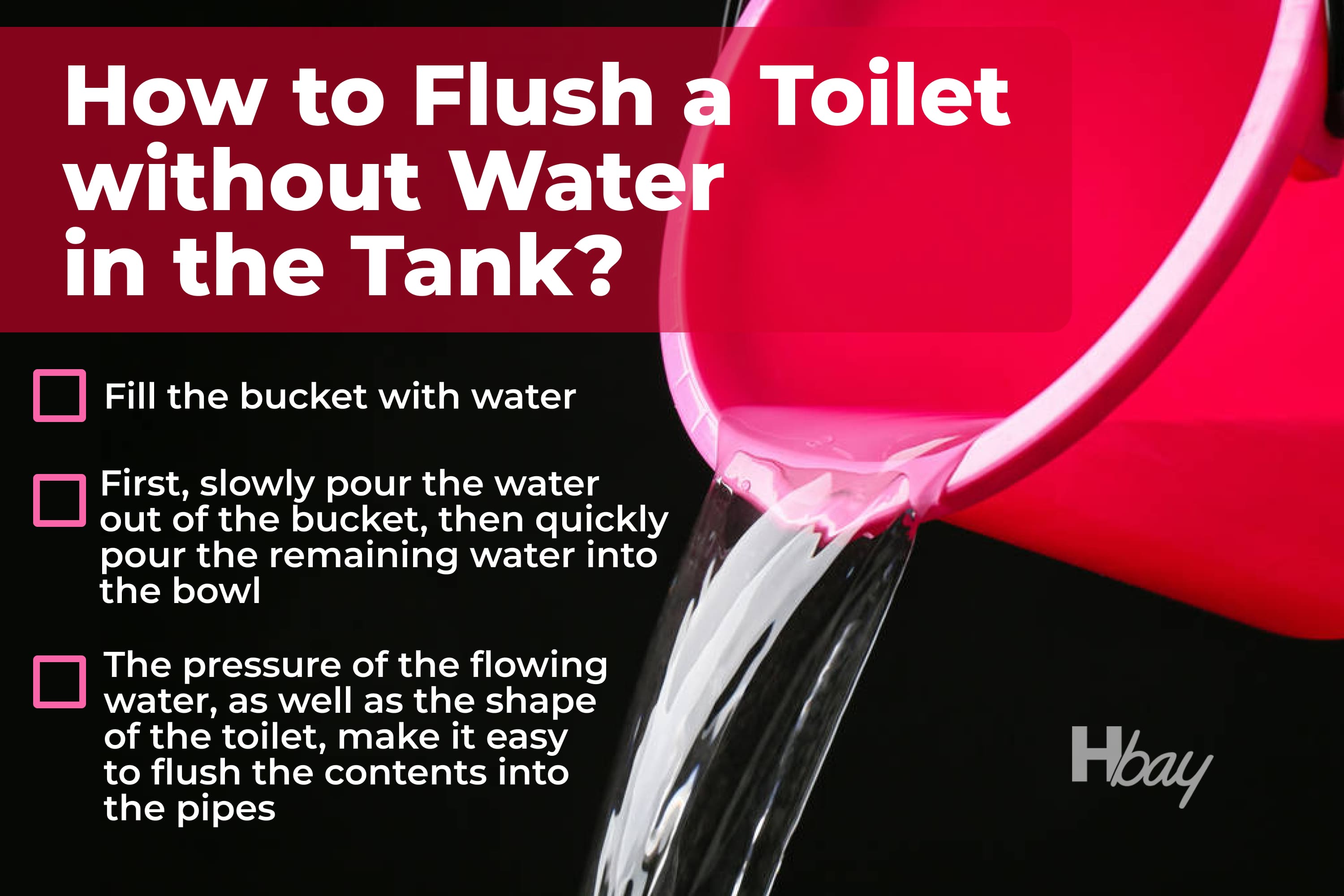 How to flush a toilet without water in the tank