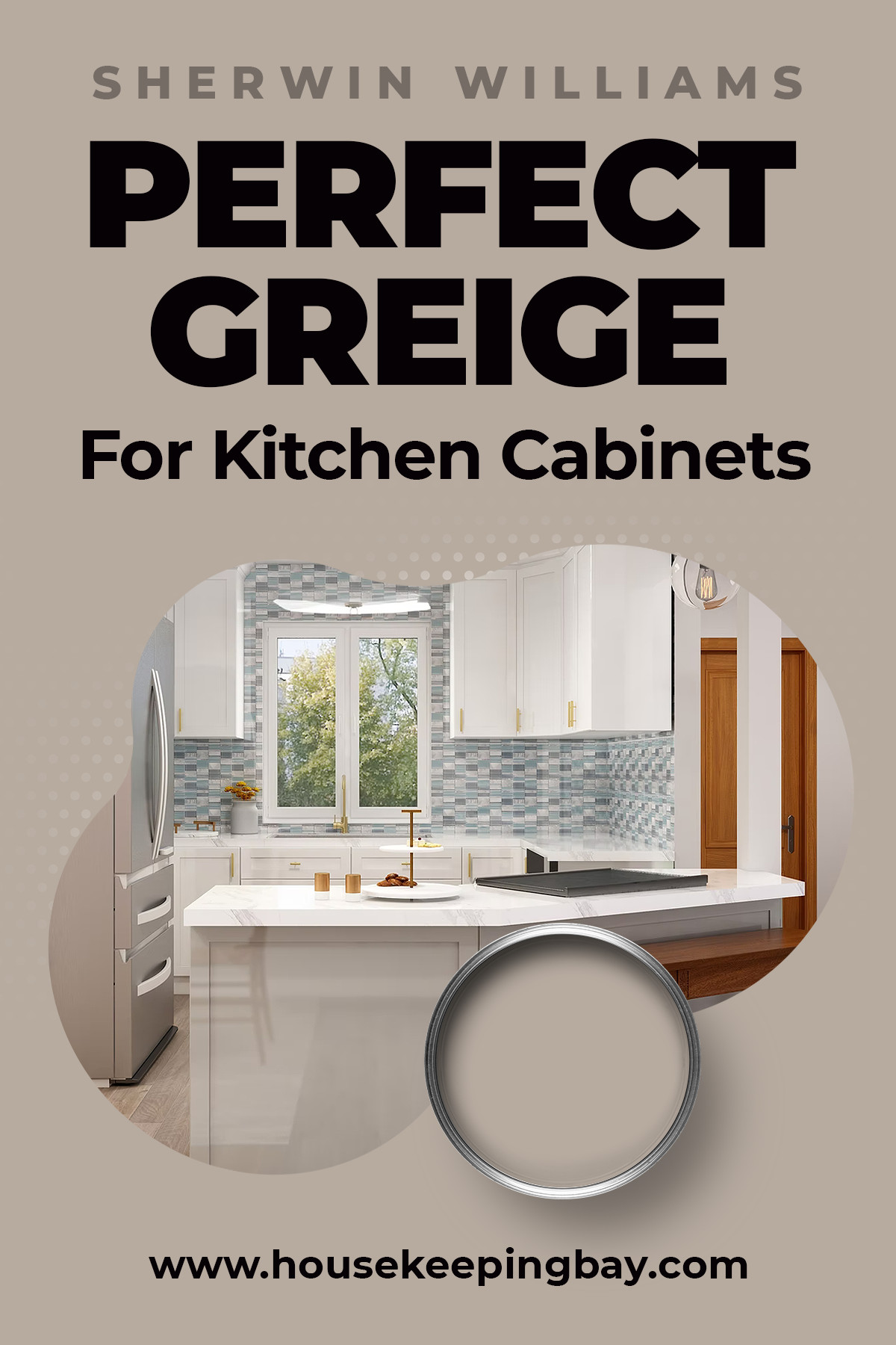 SW Perfect Greige For Kitchen Cabinets