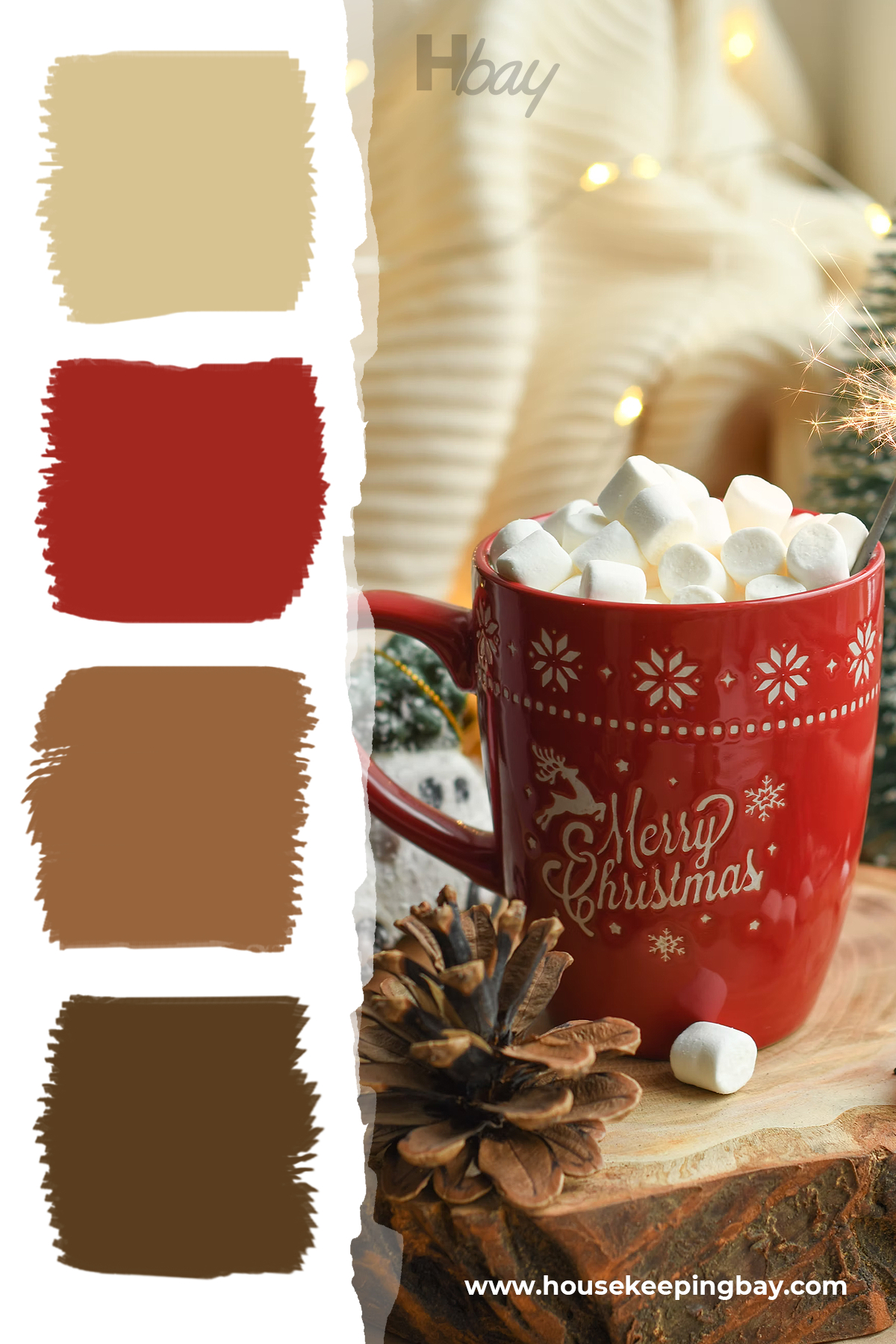 Cream, Brown, Red And Green Christmas Color Combo