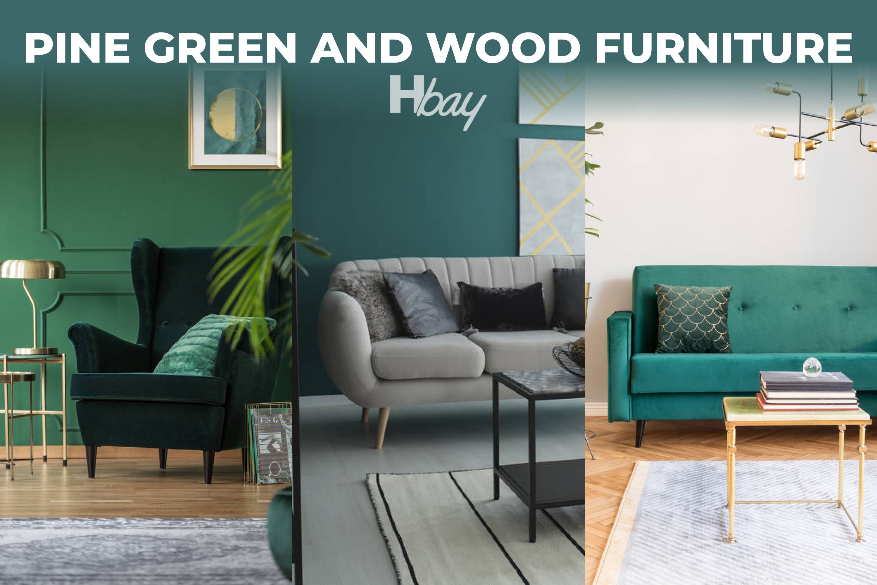 Pine green and wood furniture
