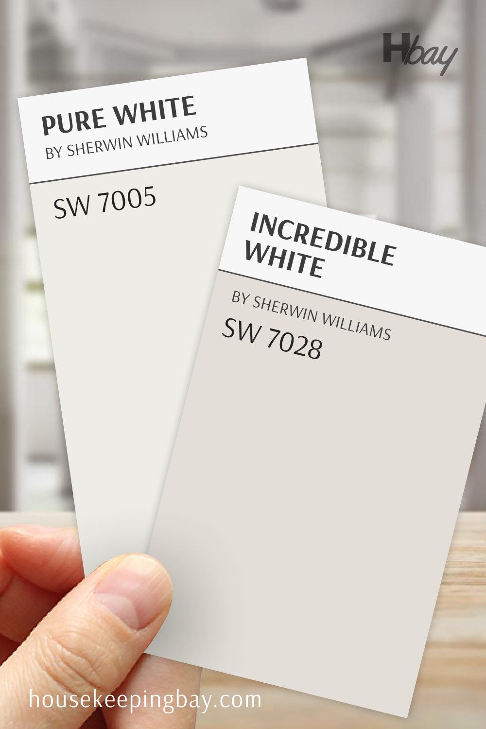 Incredible White SW 7028 vs Pure White SW 7005 by Sherwin Williams