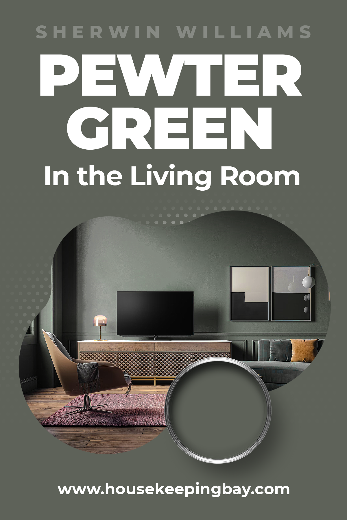 Sherwin Williams Pewter Green in the living Room