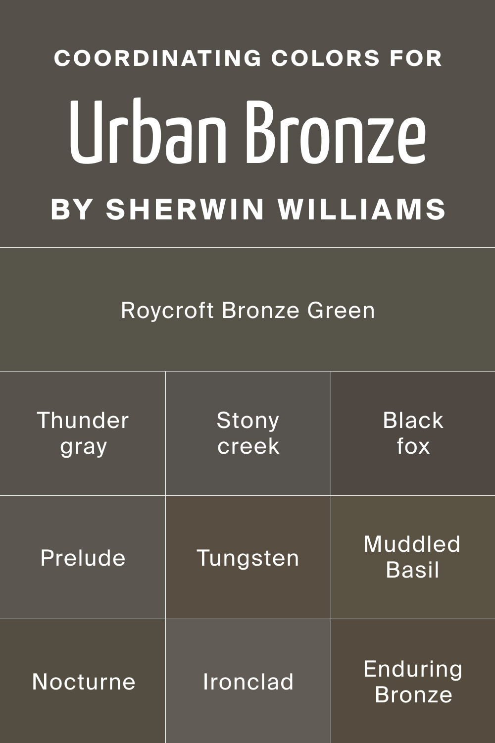 Coordinating Paint Color For Urban Bronze by Sherwin Williams
