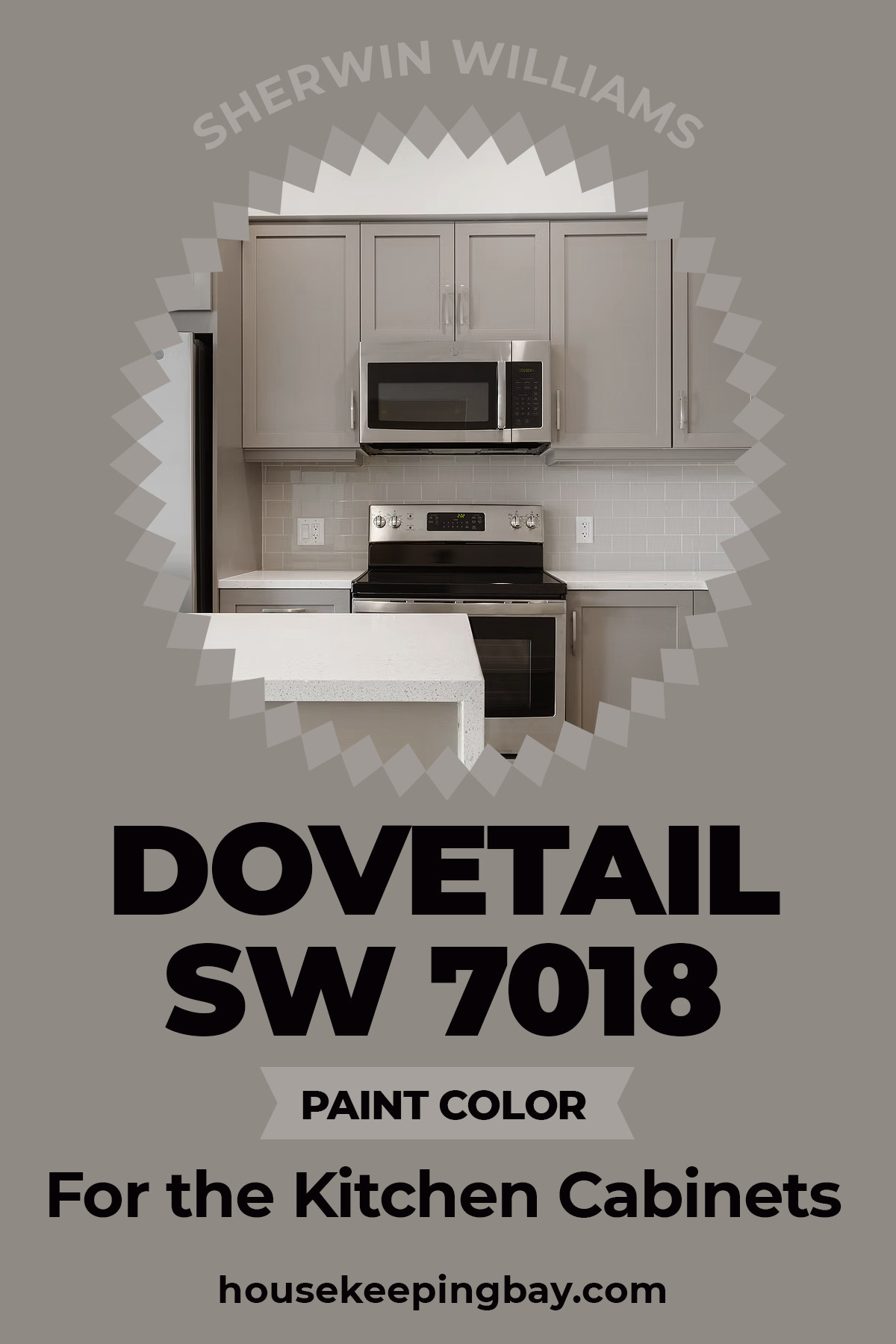 Sherwin Williams Dovetail Paint Color for the kitchen cabinets