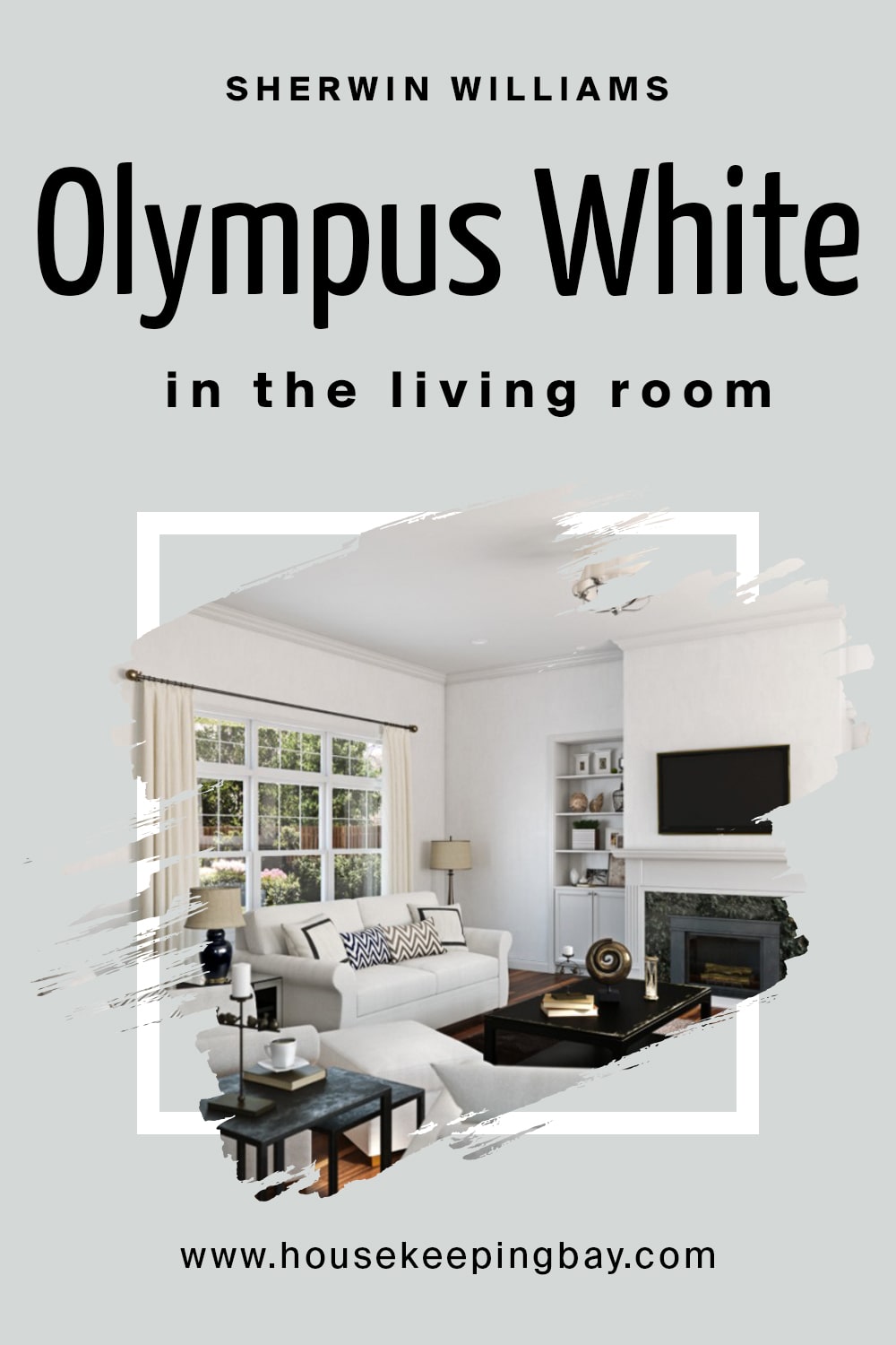 Sherwin Williams. Olympus White In the living Room