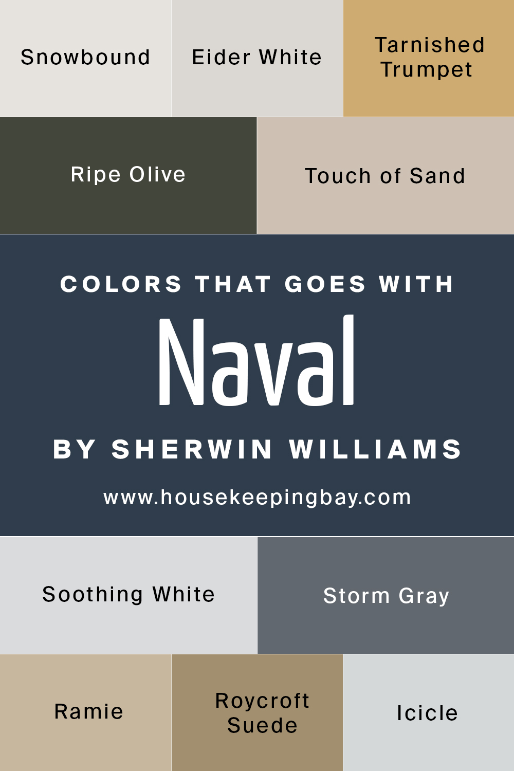 Colors that goes with Naval by Sherwin Williams