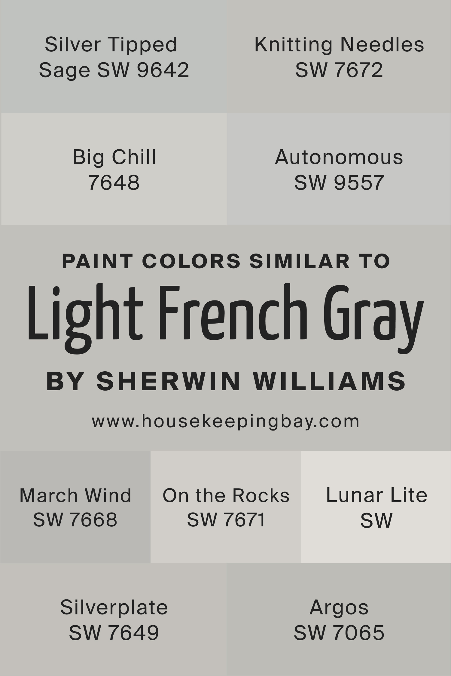 Paint Colors Similar to Light French Gray by Sherwin Williams