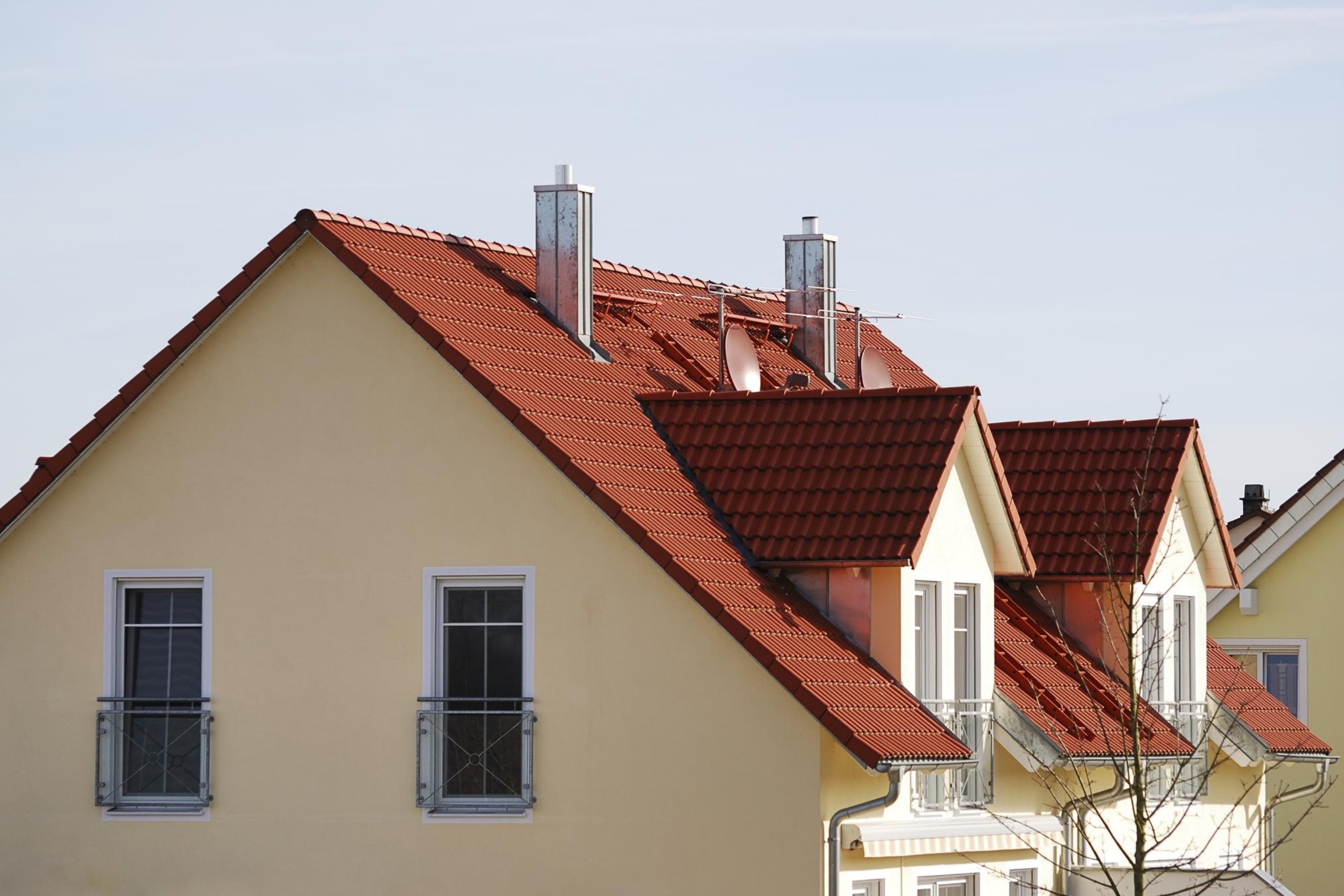 Yellow House With Red Roof