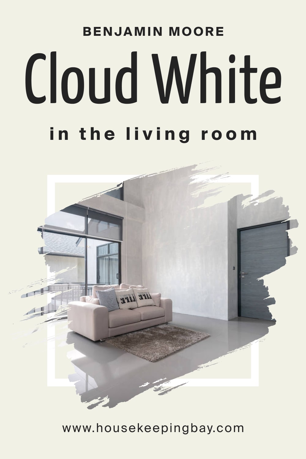 Benjamin Moore. Cloud White OC 130 in the Living Room