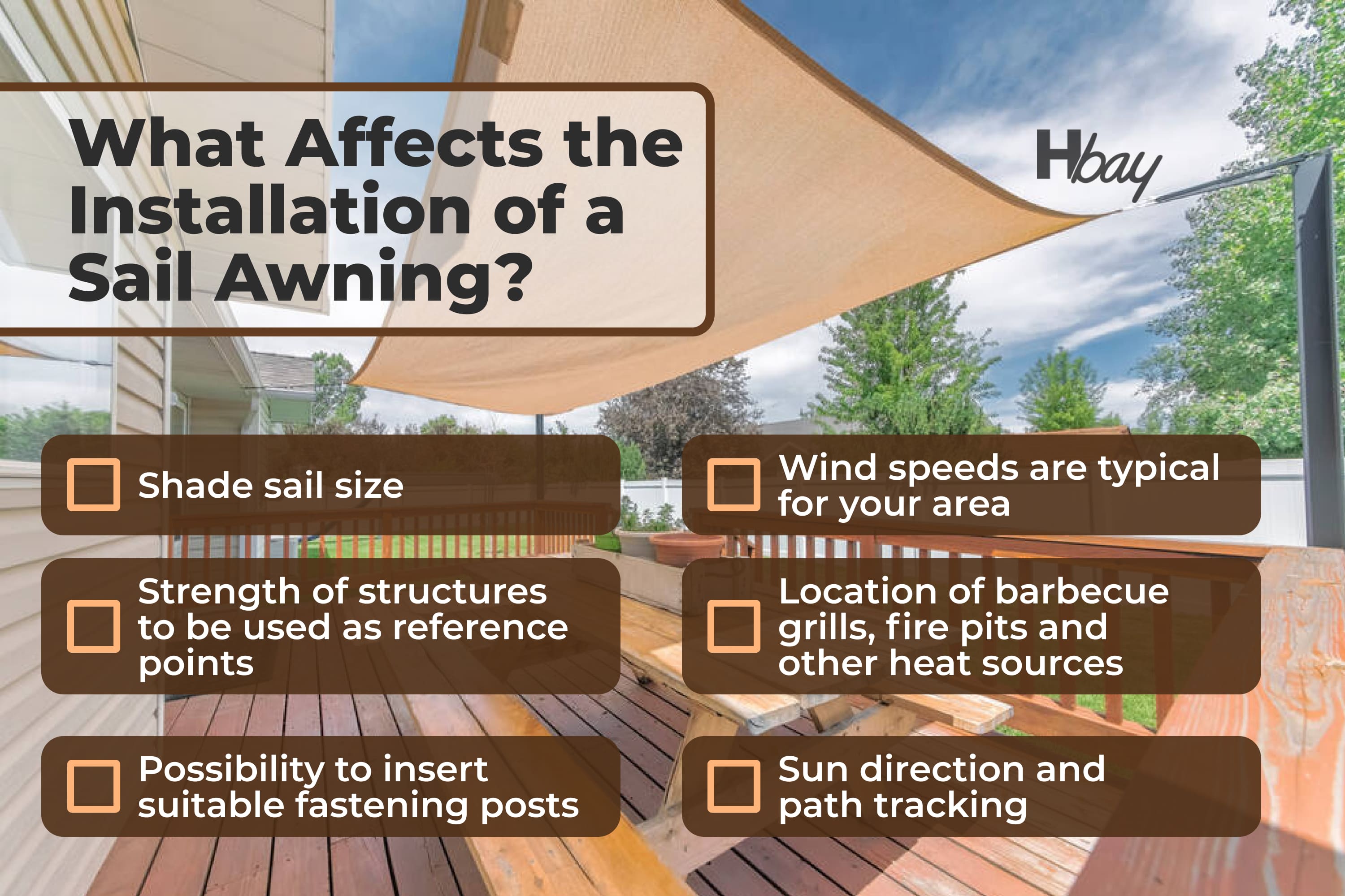 What affects the installation of a sail awning