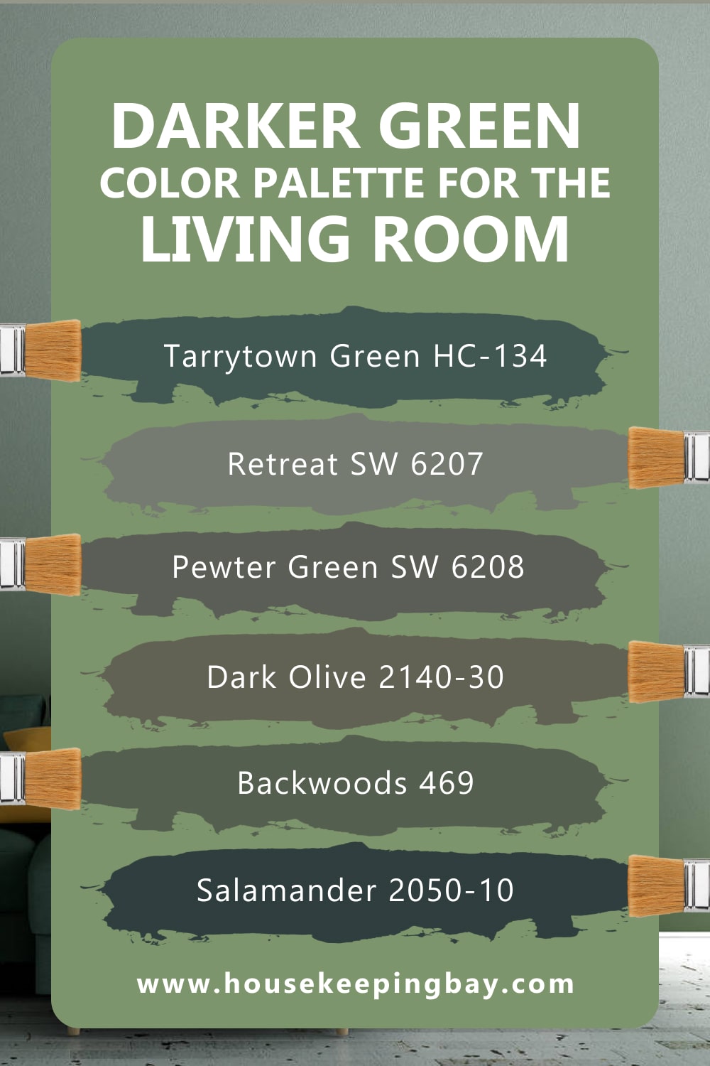 Darker Green Color Palette in the Living Room