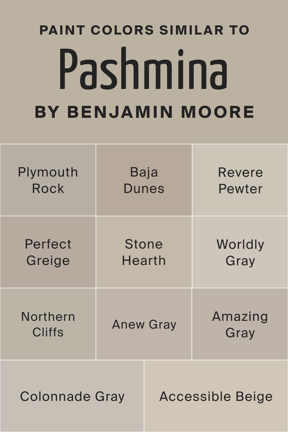 Paint Colors Similar to Pashmina AF 100 by Benjamin Moore