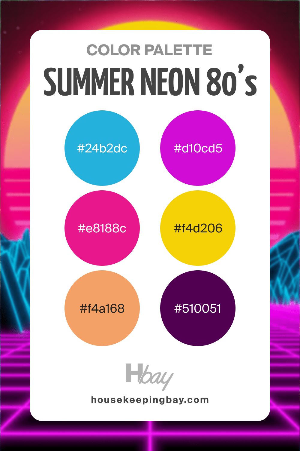 Summer color palette neon 80s