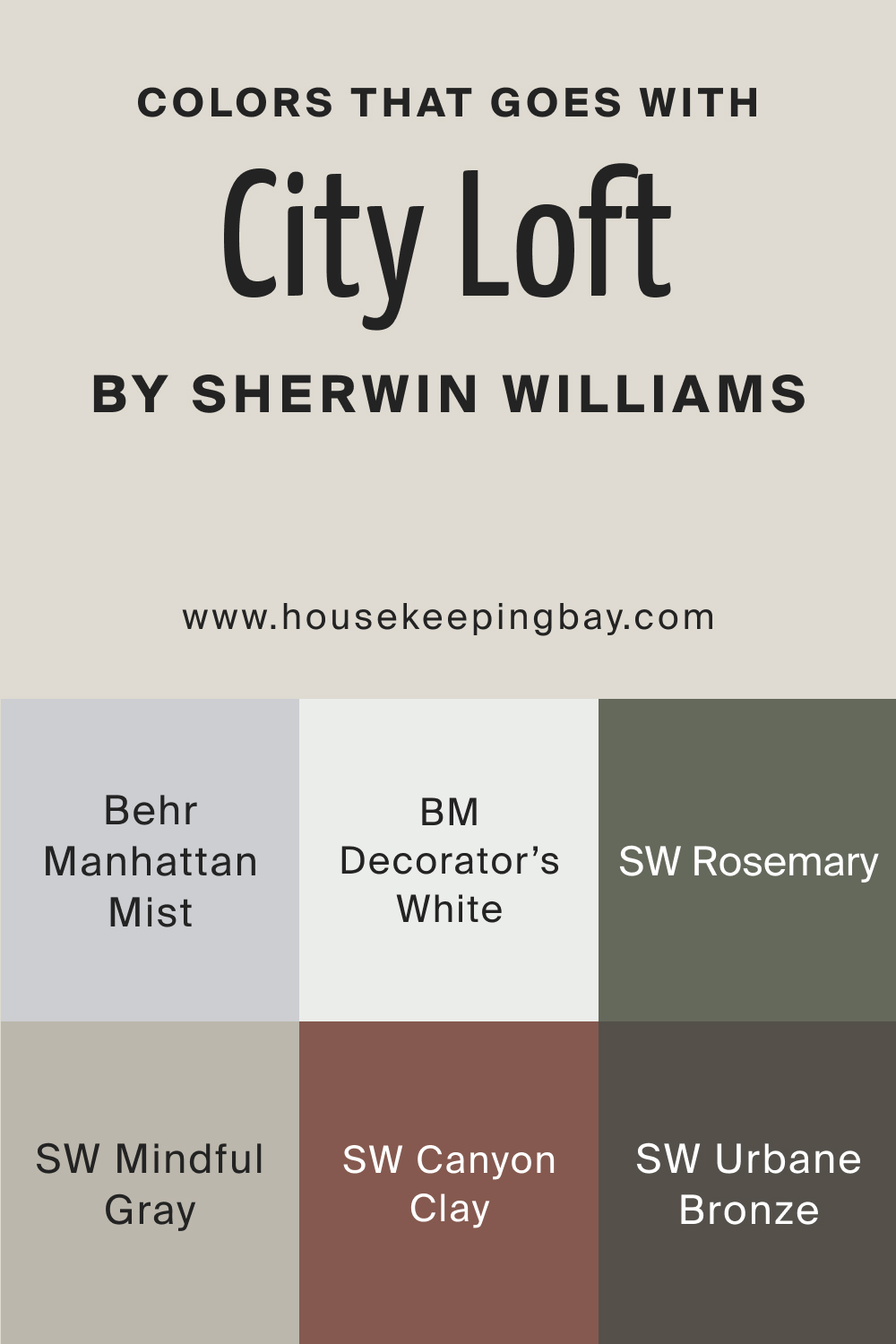 Colors that goes with City Loft SW 7631 by Sherwin Williams