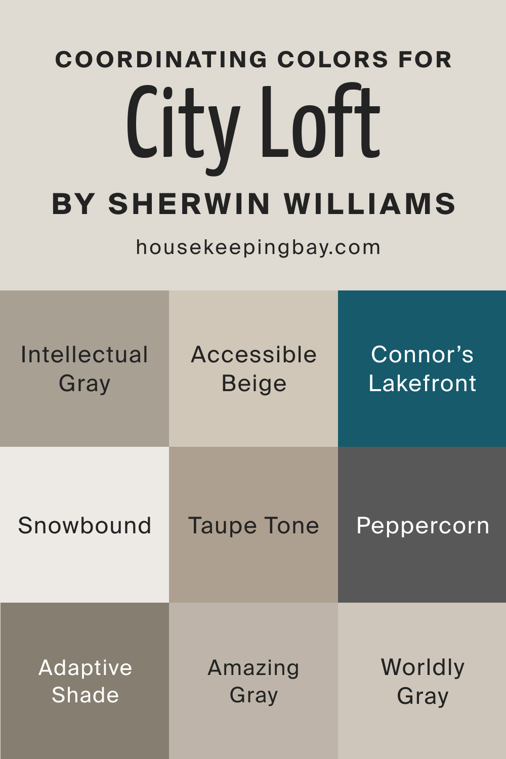 Coordinating Colors for City Loft SW 7631 by Sherwin Williams