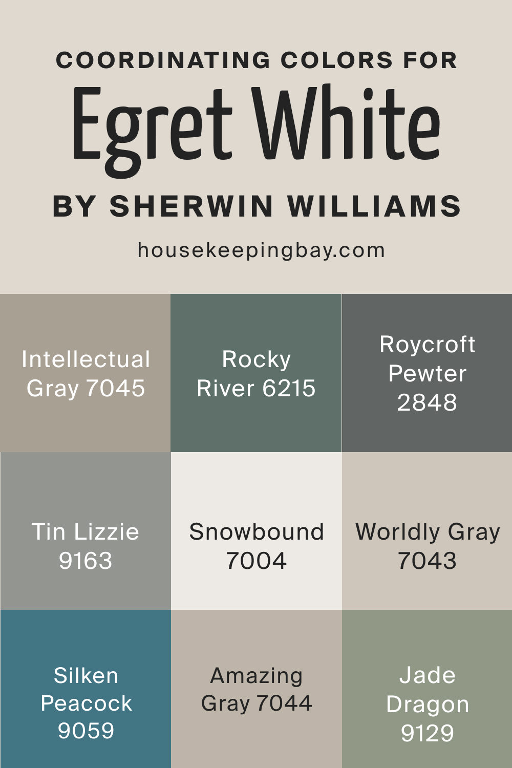 Coordinating Colors for Egret White SW 7570 by Sherwin Williams