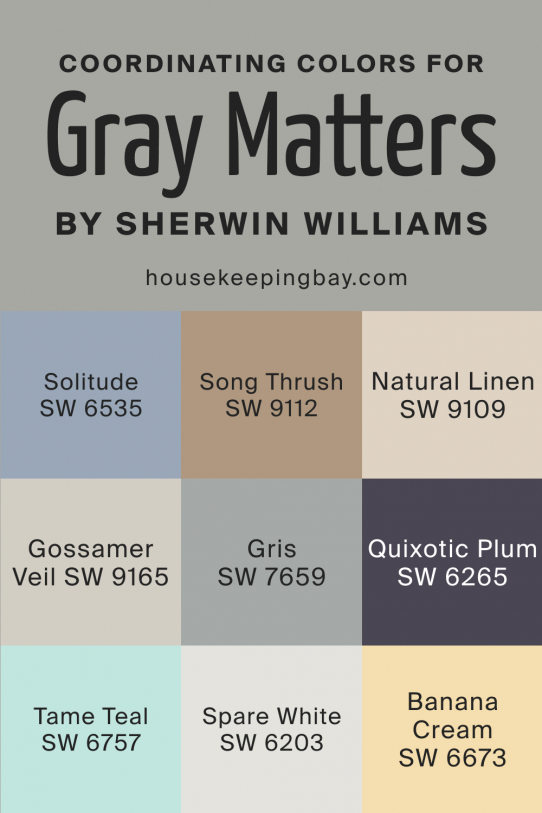 Gray Matters SW 7066 Paint Color By Sherwin Williams   Coordinating Colors For Gray Matters SW 7066 Sherwin Williams 542x813 