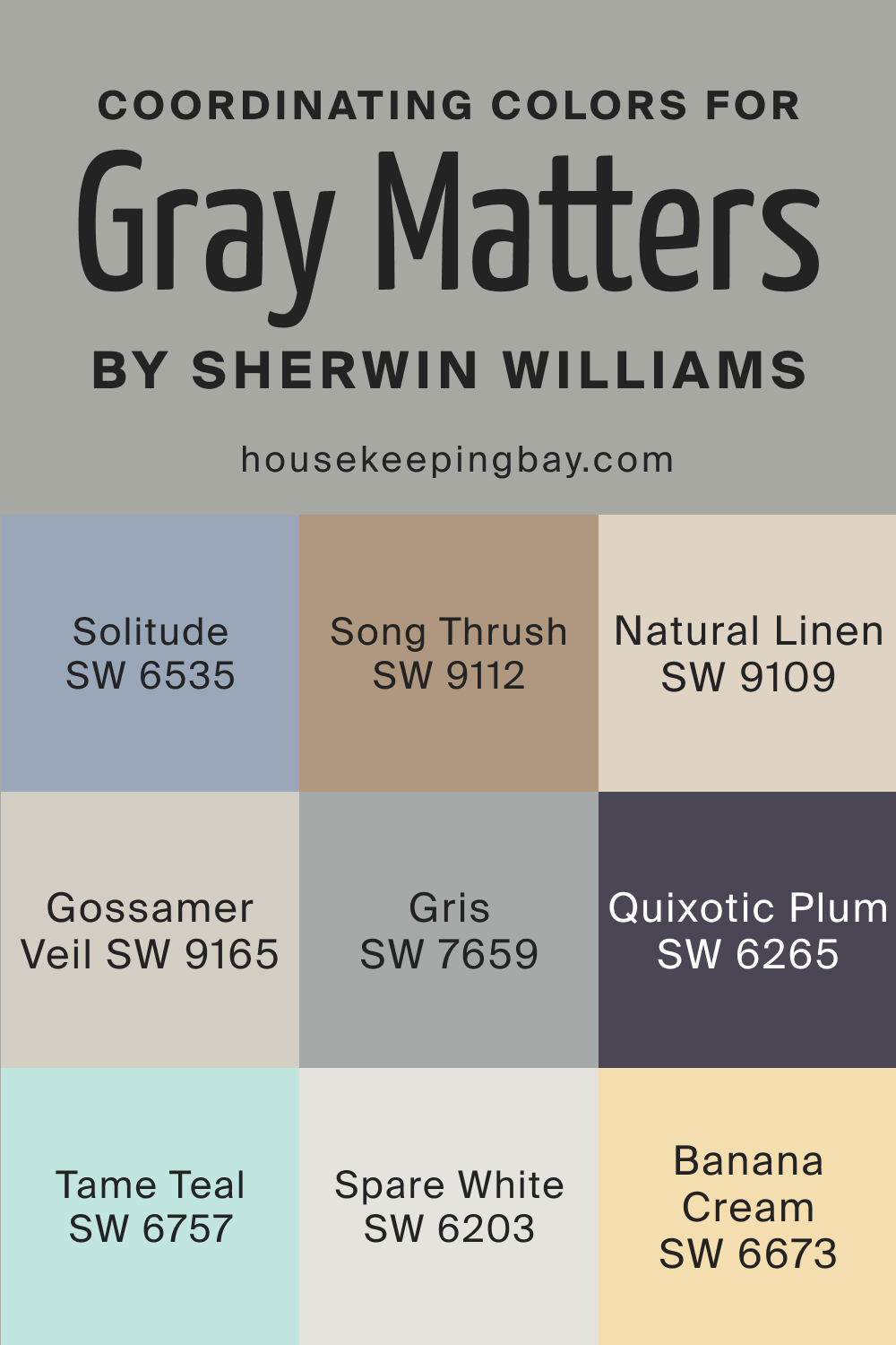 Coordinating Colors for Gray Matters SW 7066 Sherwin Williams