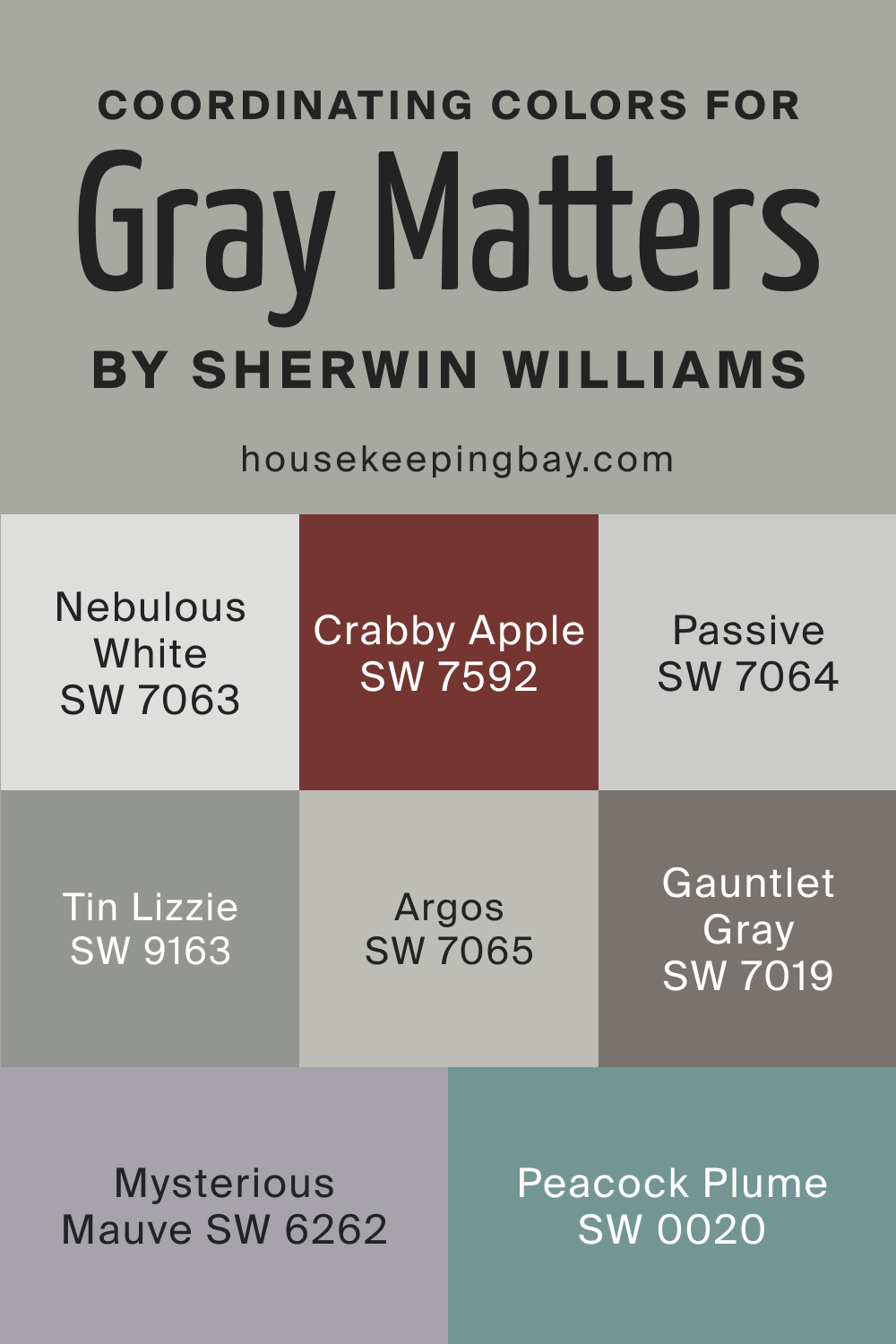 Coordinating Colors for Gray Matters SW 7066 by Sherwin Williams