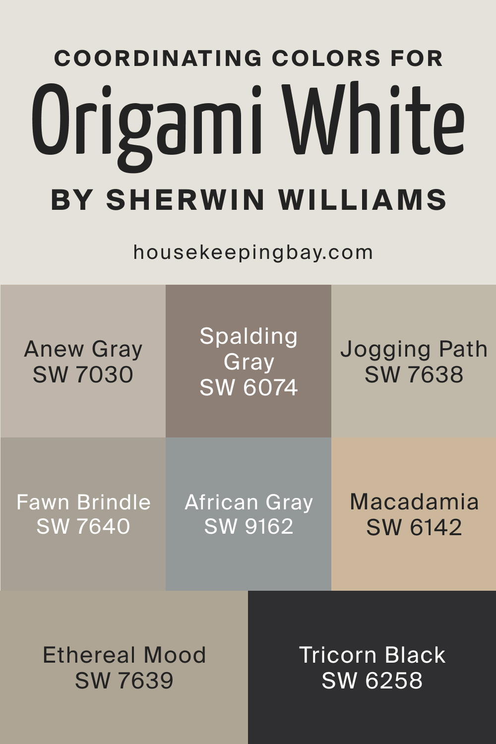Coordinating Colors for Origami White SW 7636 by Sherwin Williams