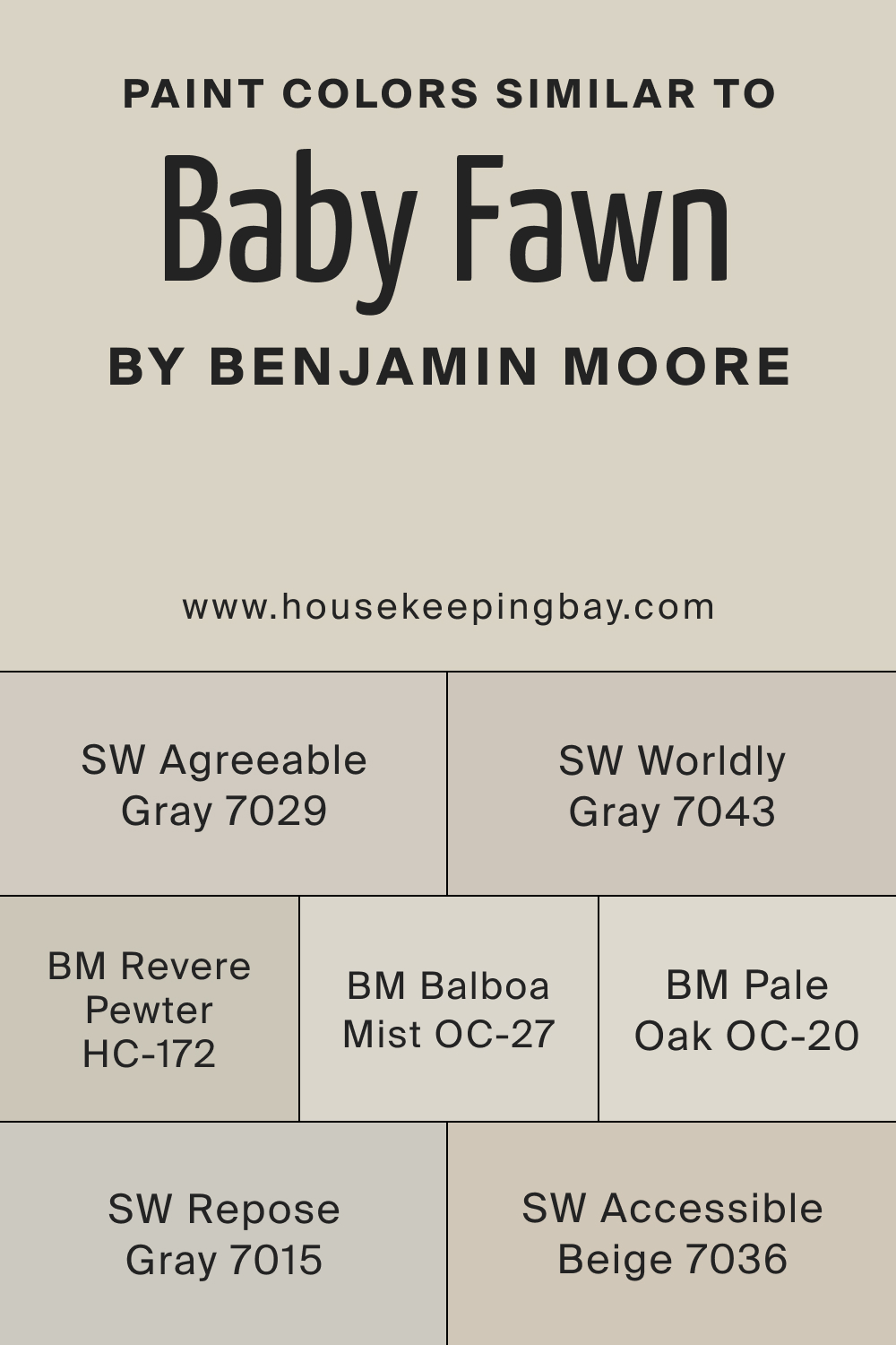 Paint Colors Similar to Baby Fawn OC 15 by Benjamin Moore