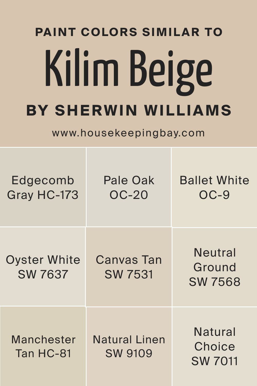 Paint Colors Similar to Kilim Beige SW 6106 by Sherwin Williams