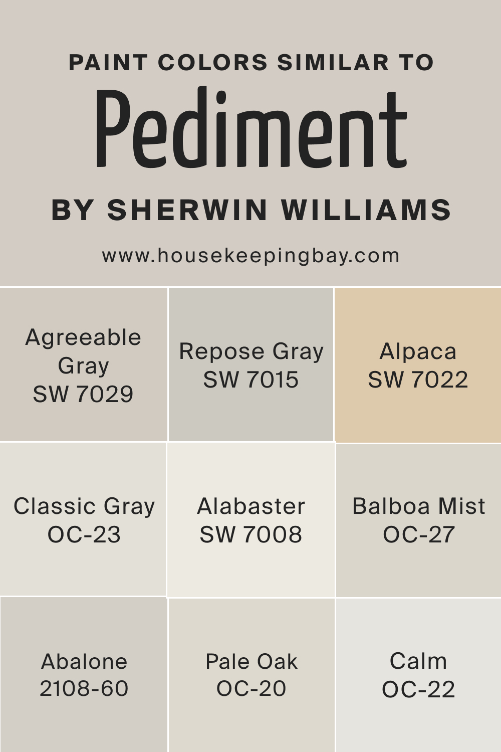 Paint Colors Similar to Pediment SW 7634 by Sherwin Williams