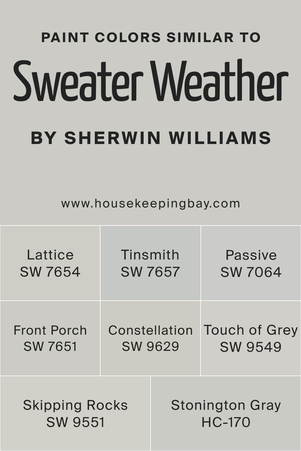 Paint Colors Similar to Sweater Weather SW 9548 by Sherwin Williams