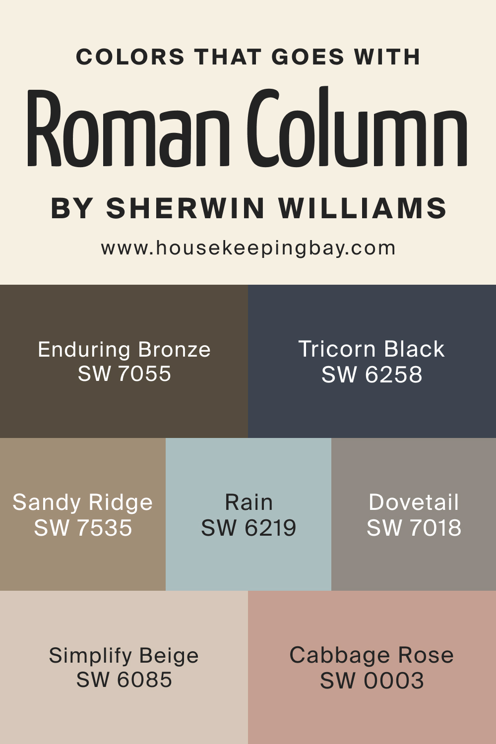 Colors that goes with SW Roman Column by Sherwin Williams