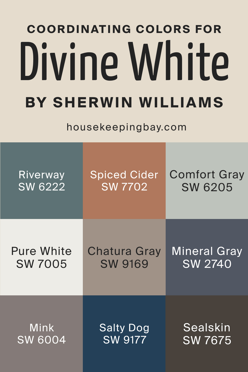 Coordinating Colors for SW Divine White by Sherwin Williams