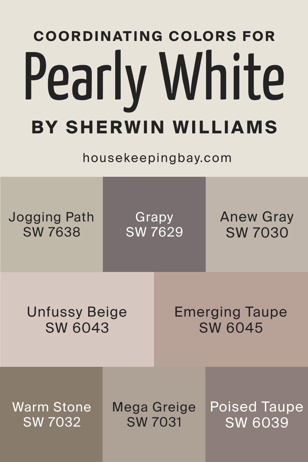 Coordinating Colors for SW Pearly White by Sherwin Williams
