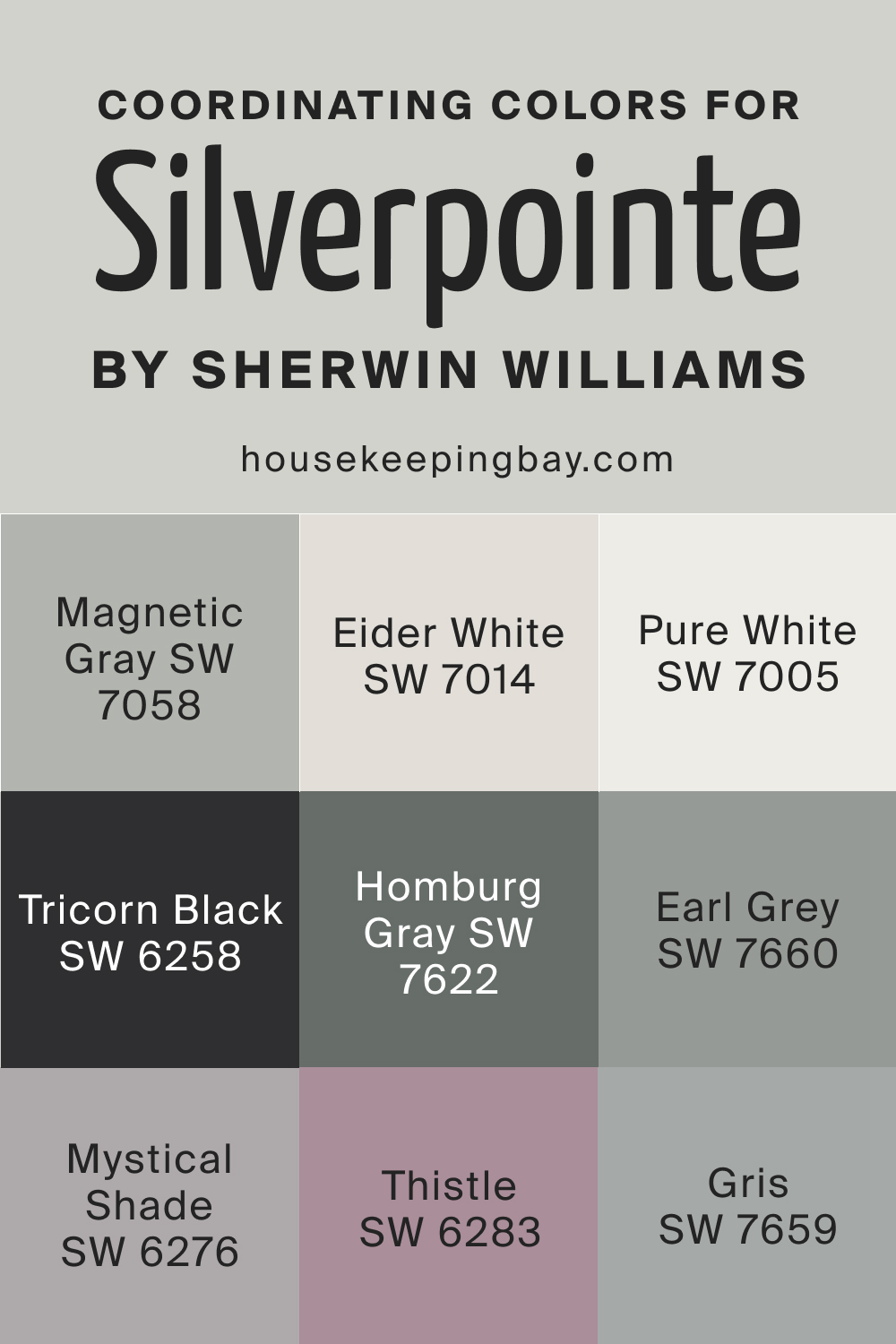Coordinating Colors for SW Silverpointe by Sherwin Williams