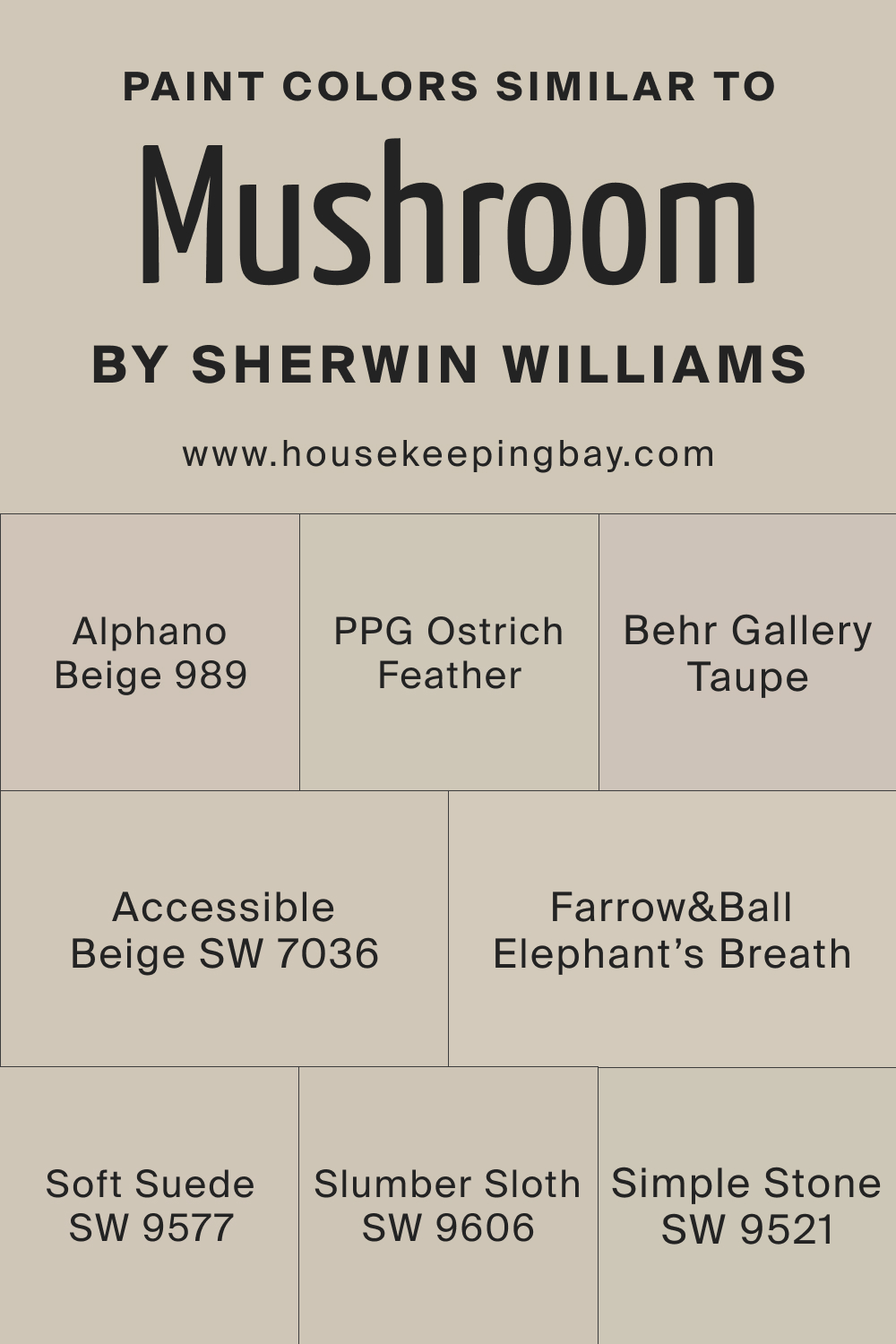 Paint Colors Similar to SW Mushroom by Sherwin Williams