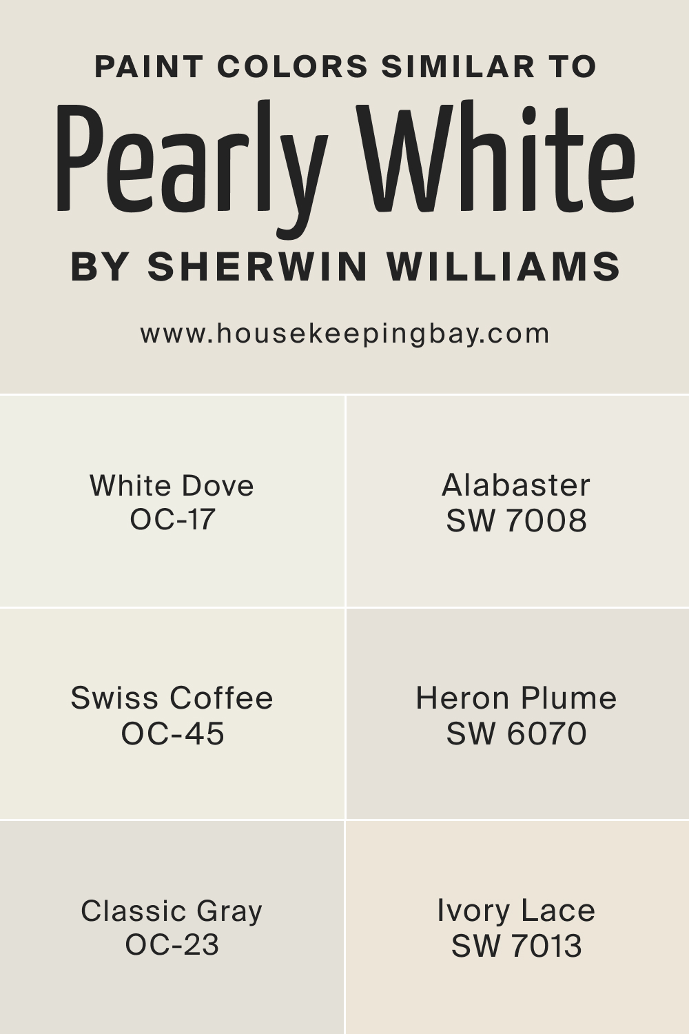 Paint Colors Similar to SW Pearly White by Sherwin Williams