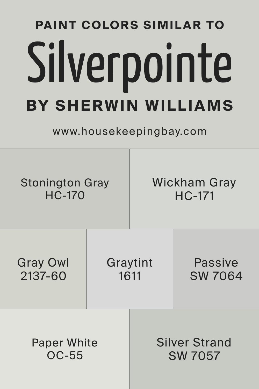 Paint Colors Similar to SW Silverpointe by Sherwin Williams