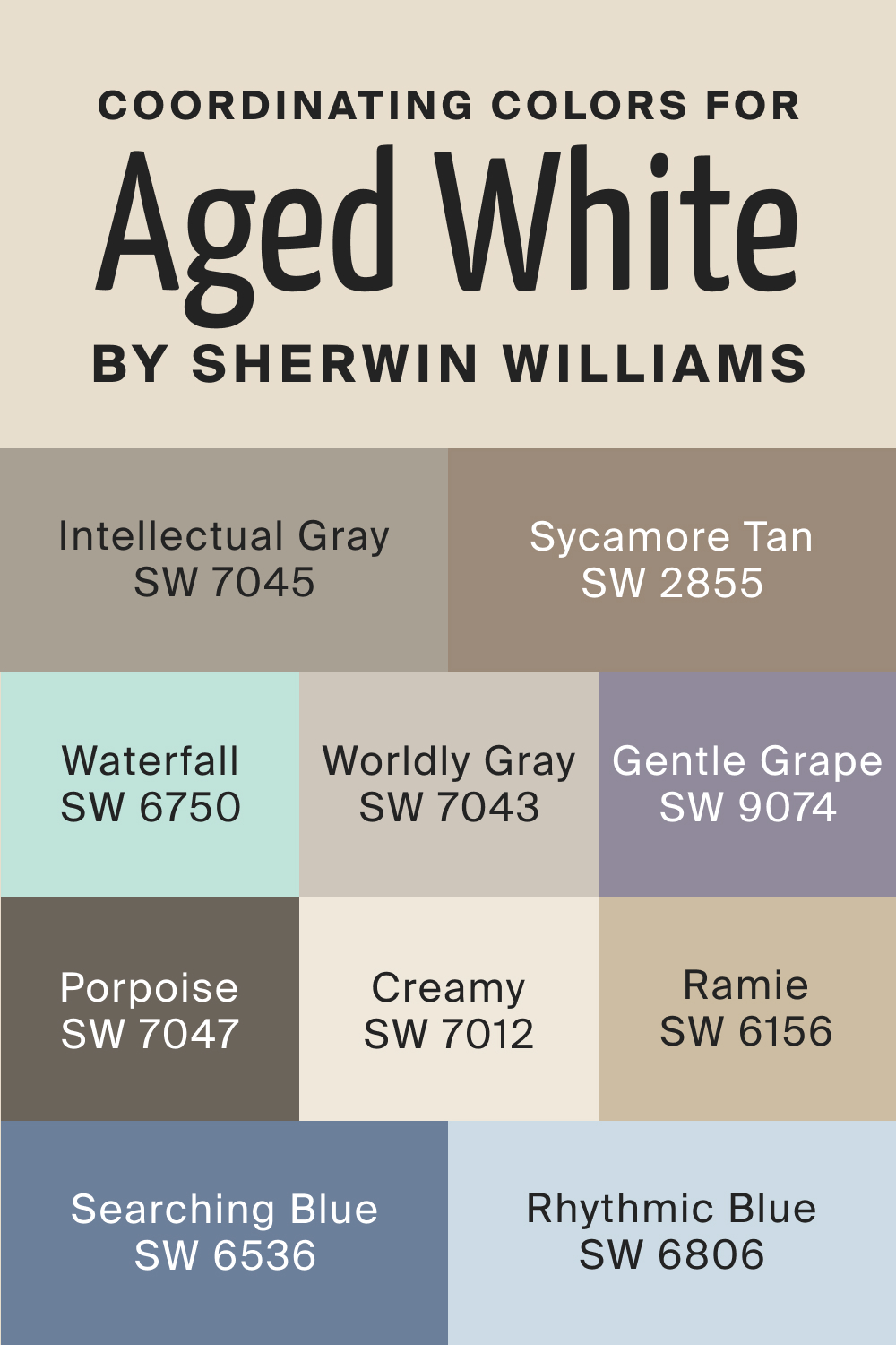 Coordinating Colors for SW Aged White by Sherwin Williams