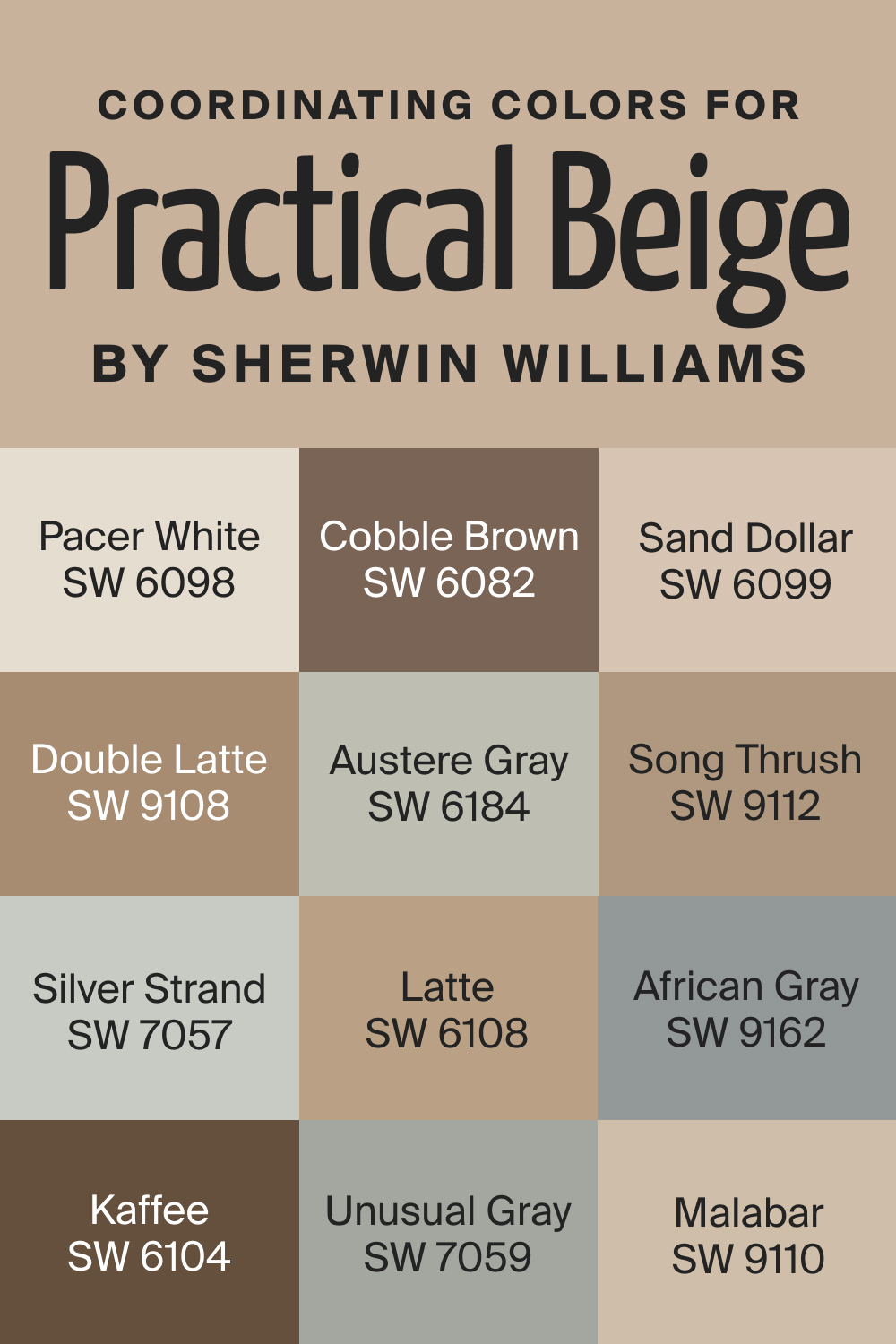 Coordinating Colors for SW Practical Beige by Sherwin Williams