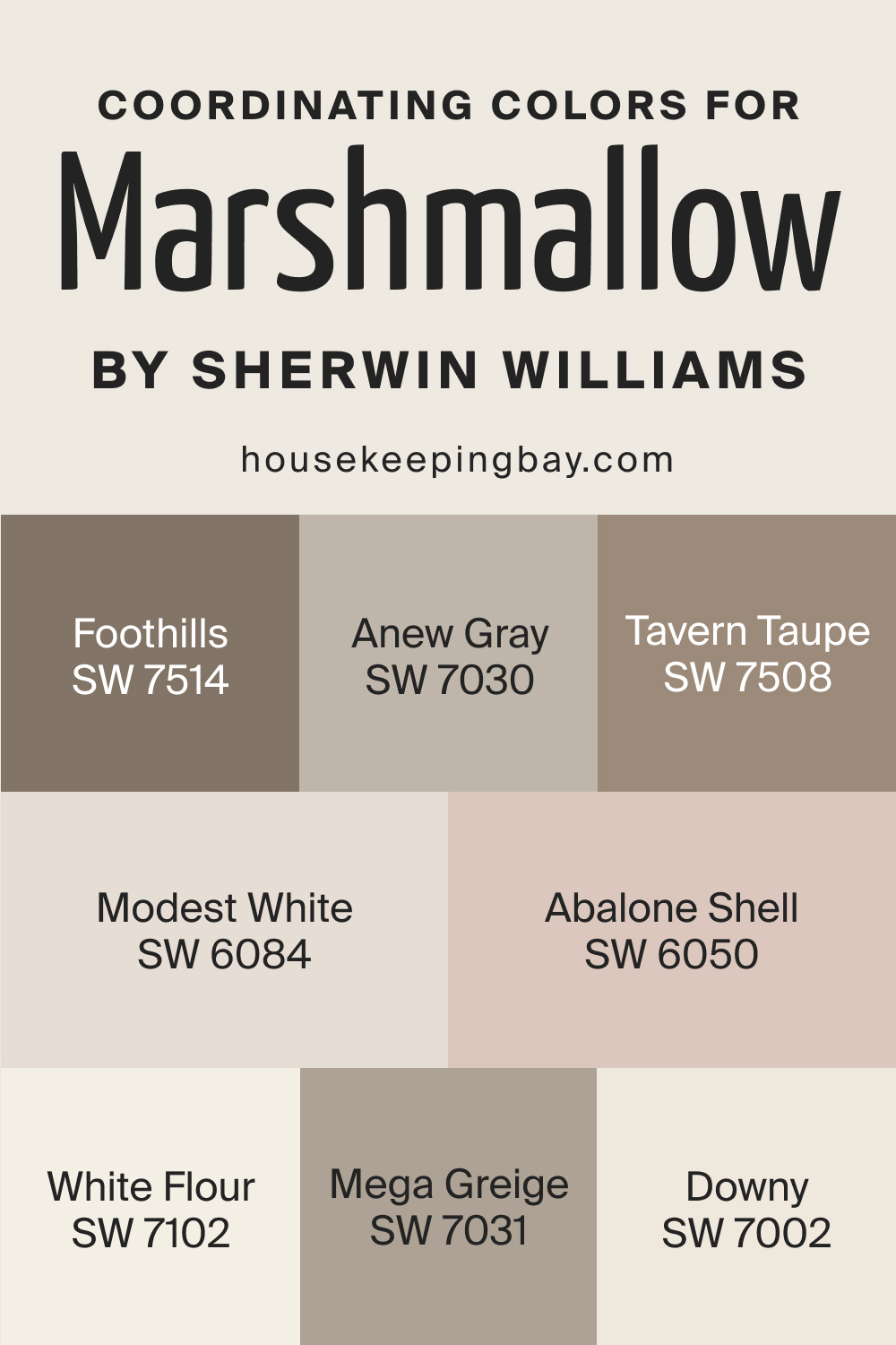 Coordinating Colors for SWMarshmallow by Sherwin Williams