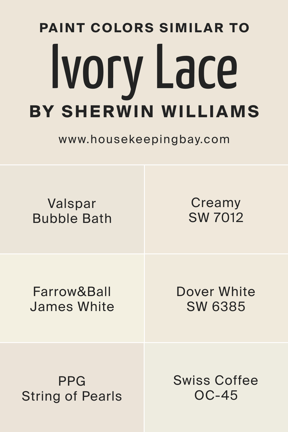 Paint Colors Similar to SW Ivory by Sherwin Williams