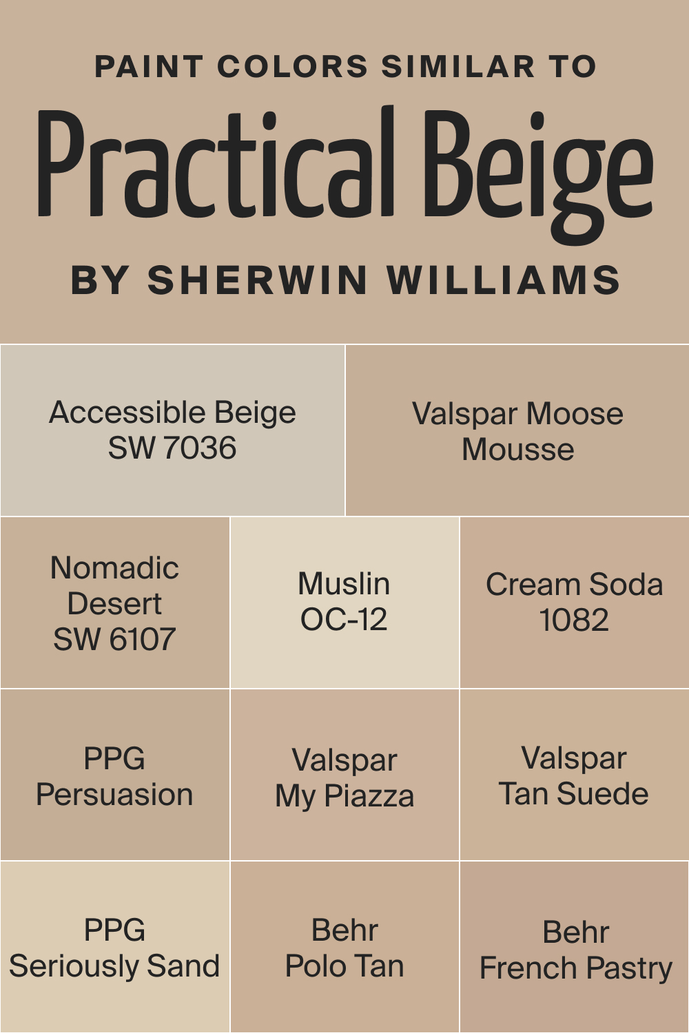 Paint Colors Similar to SW Practical Beige by Sherwin Williams