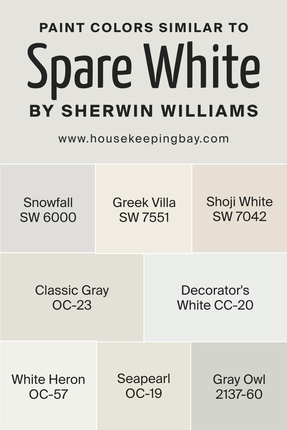 Paint Colors Similar to SW Spare White by Sherwin Williams