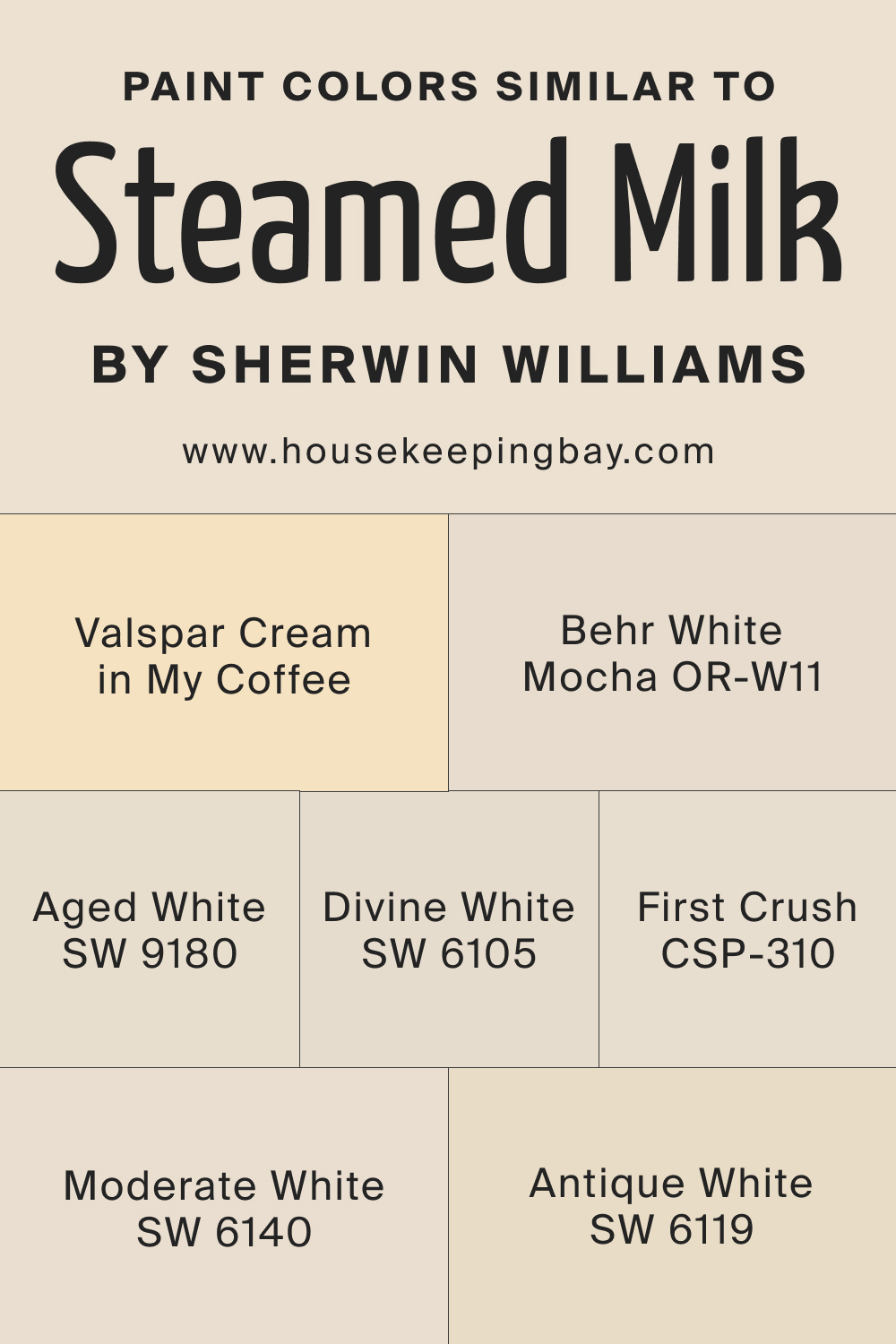 Paint Colors Similar to SW Steamed Milk by Sherwin Williams