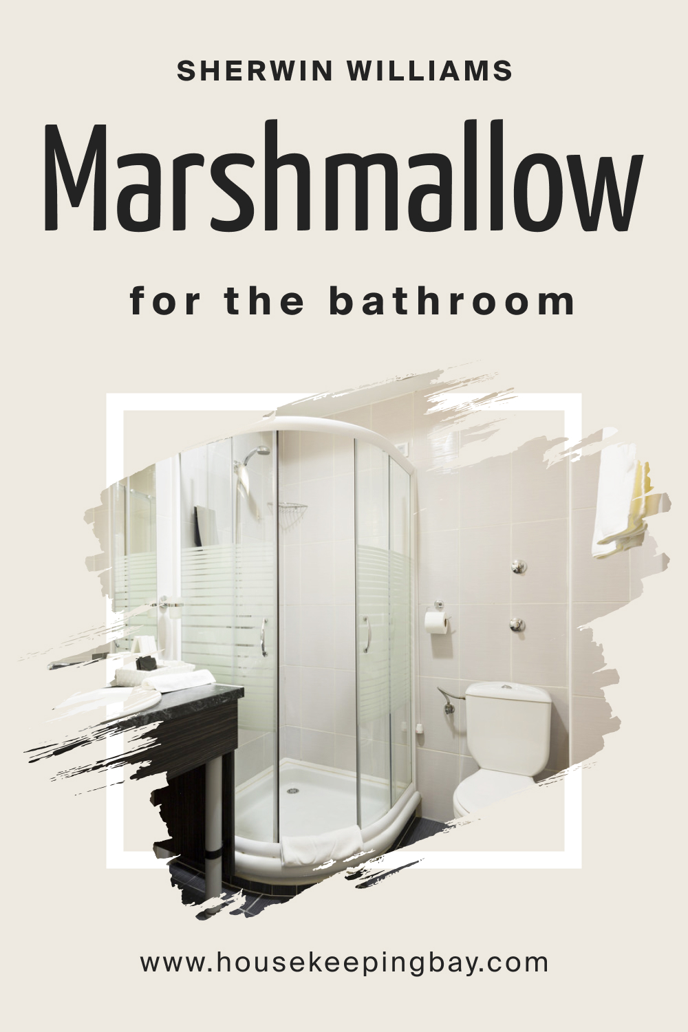 Sherwin Williams. SW Marshmallow in the Bathroom
