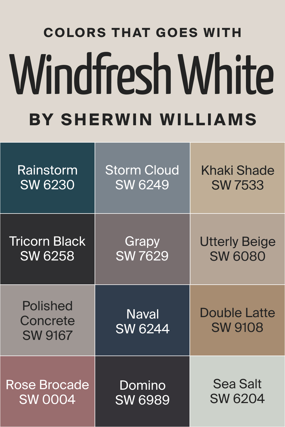 Colors that goes with SW Pacer White by Sherwin Williams