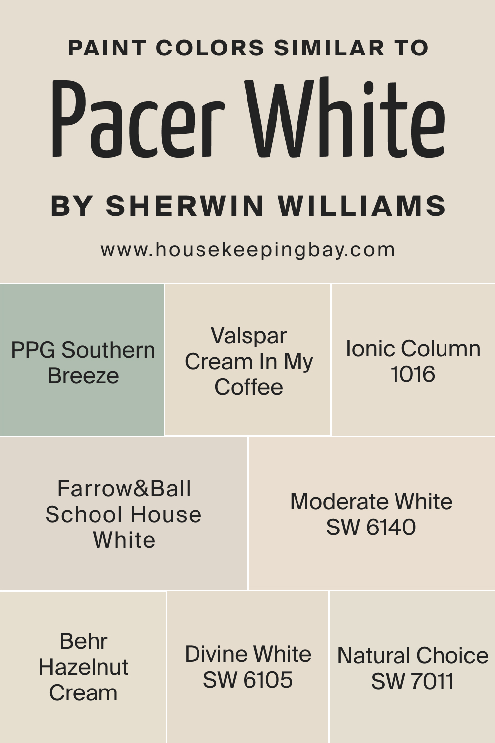 Paint Colors Similar to SW Pacer White by Sherwin Williams