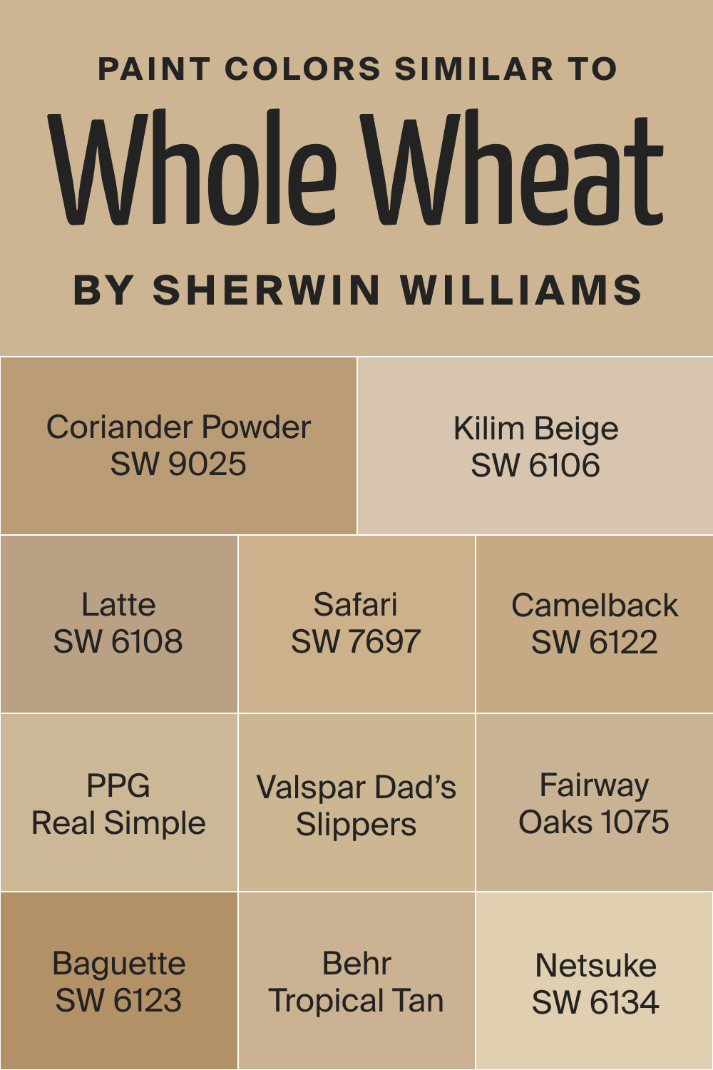 Paint Colors Similar to SW Whole Wheat by Sherwin Williams
