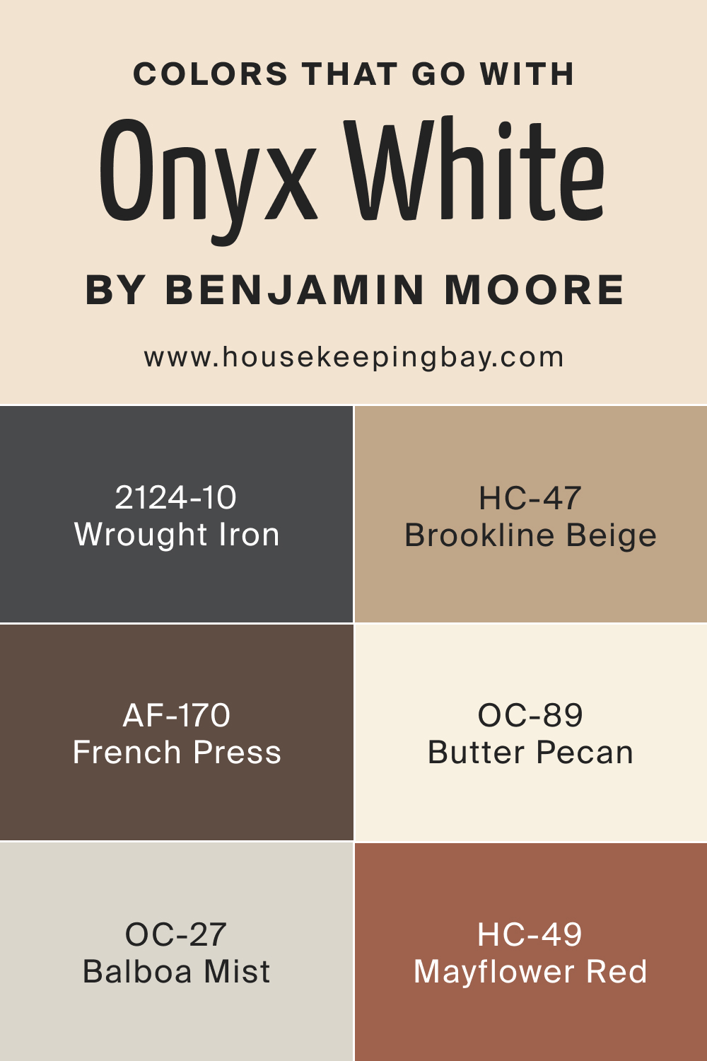 Colors that goes with Onyx White OC 74 by Benjamin Moore